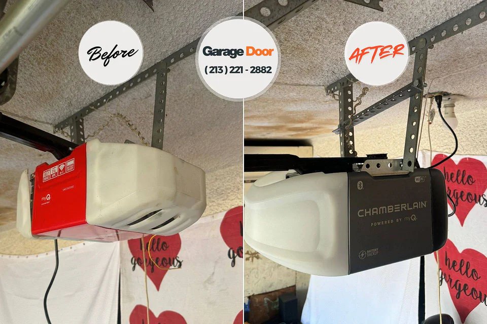 Before and after: garage door repair Garden City, ID